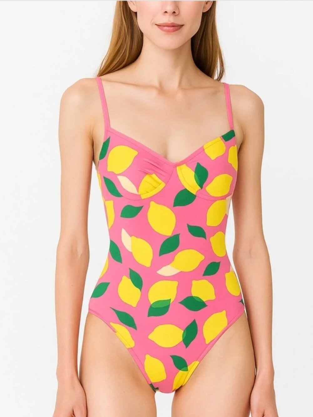 Kate Spade Pink Lemonade Lemon One Piece Swimsuit Size Medium M